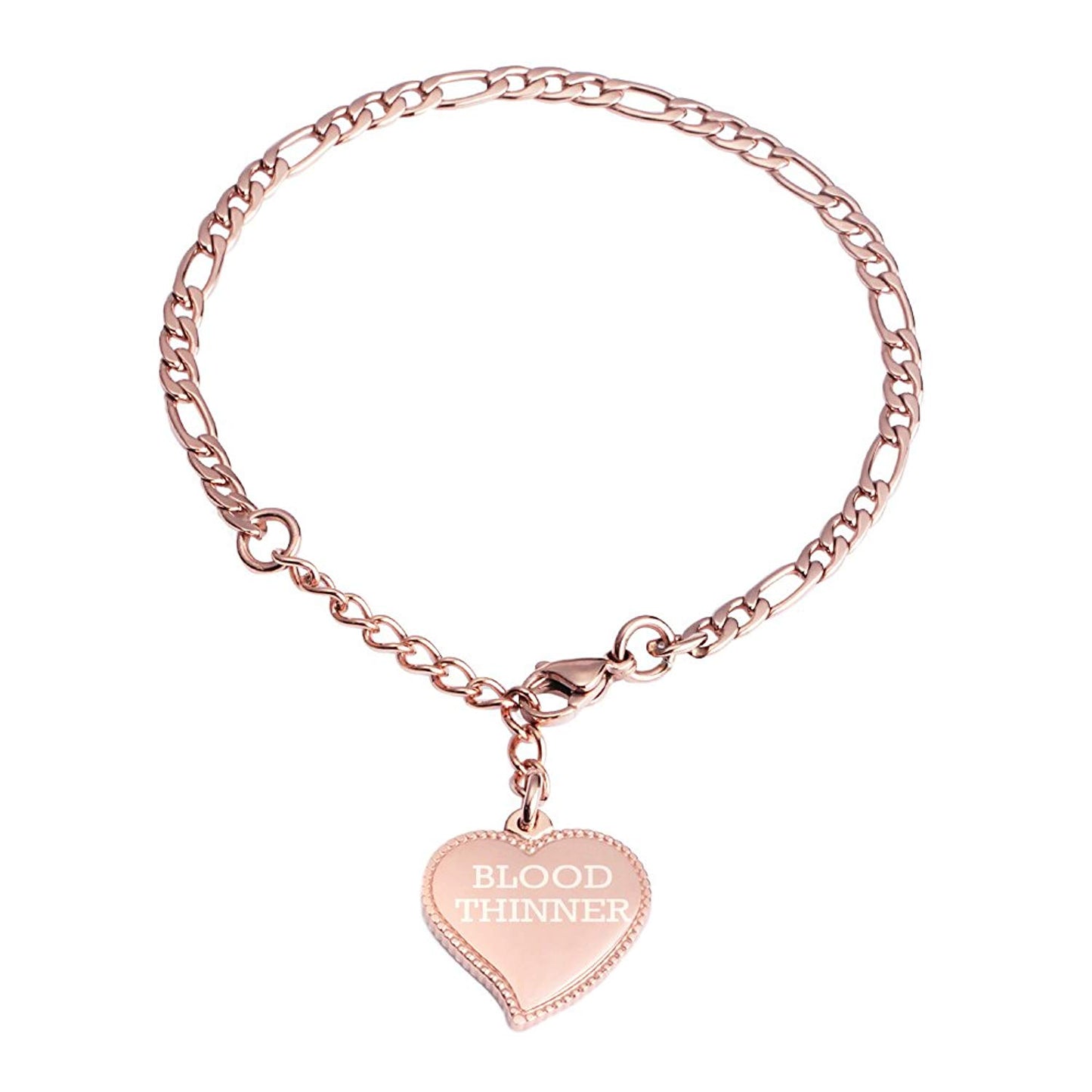 Fashion Mini Figaro chain with Heart charm medical id bracelet for women