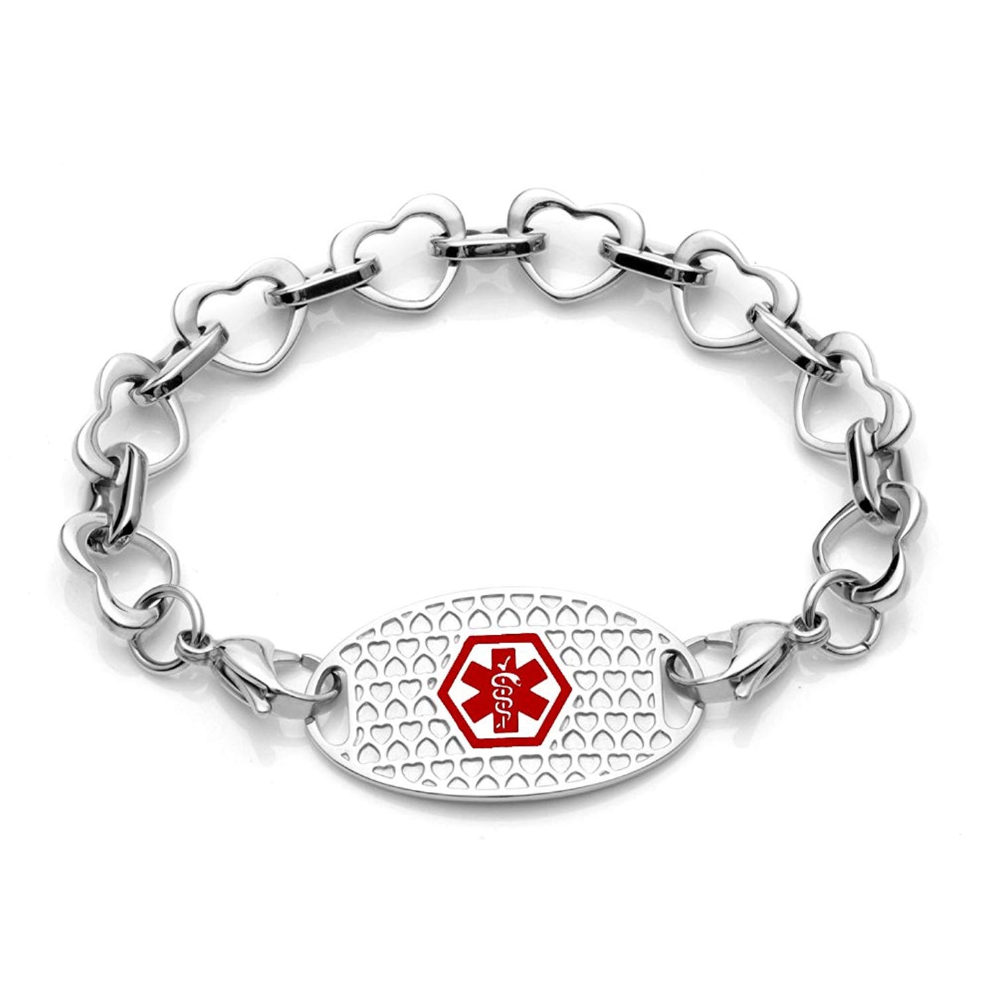 Fashion Interchangeable Love Heart Medical alert id bracelet for Women, Mom & Girl