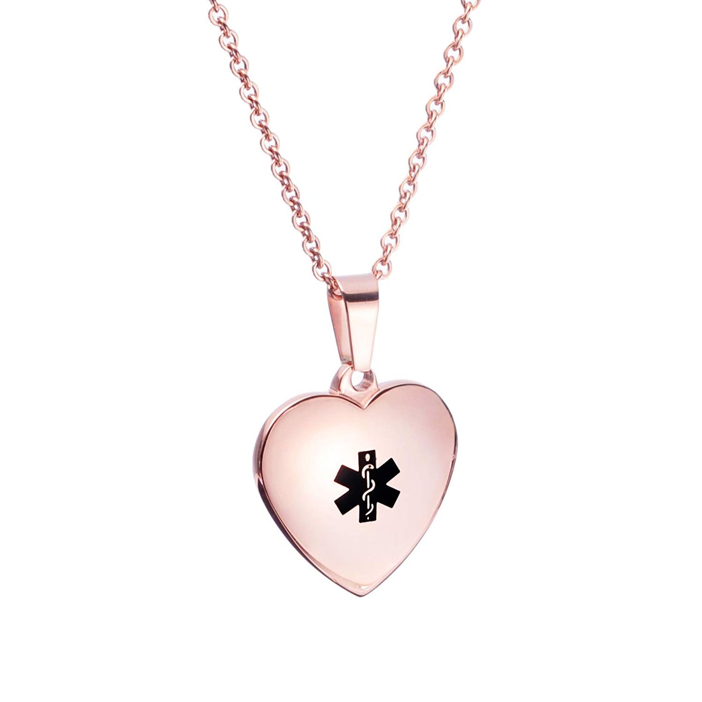 Heart Charm Medical alert id Necklaces for Women & Girl