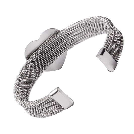 Weave Stainless steel Medical id bangle bracelet for Women- DIABETES 1 TYPE