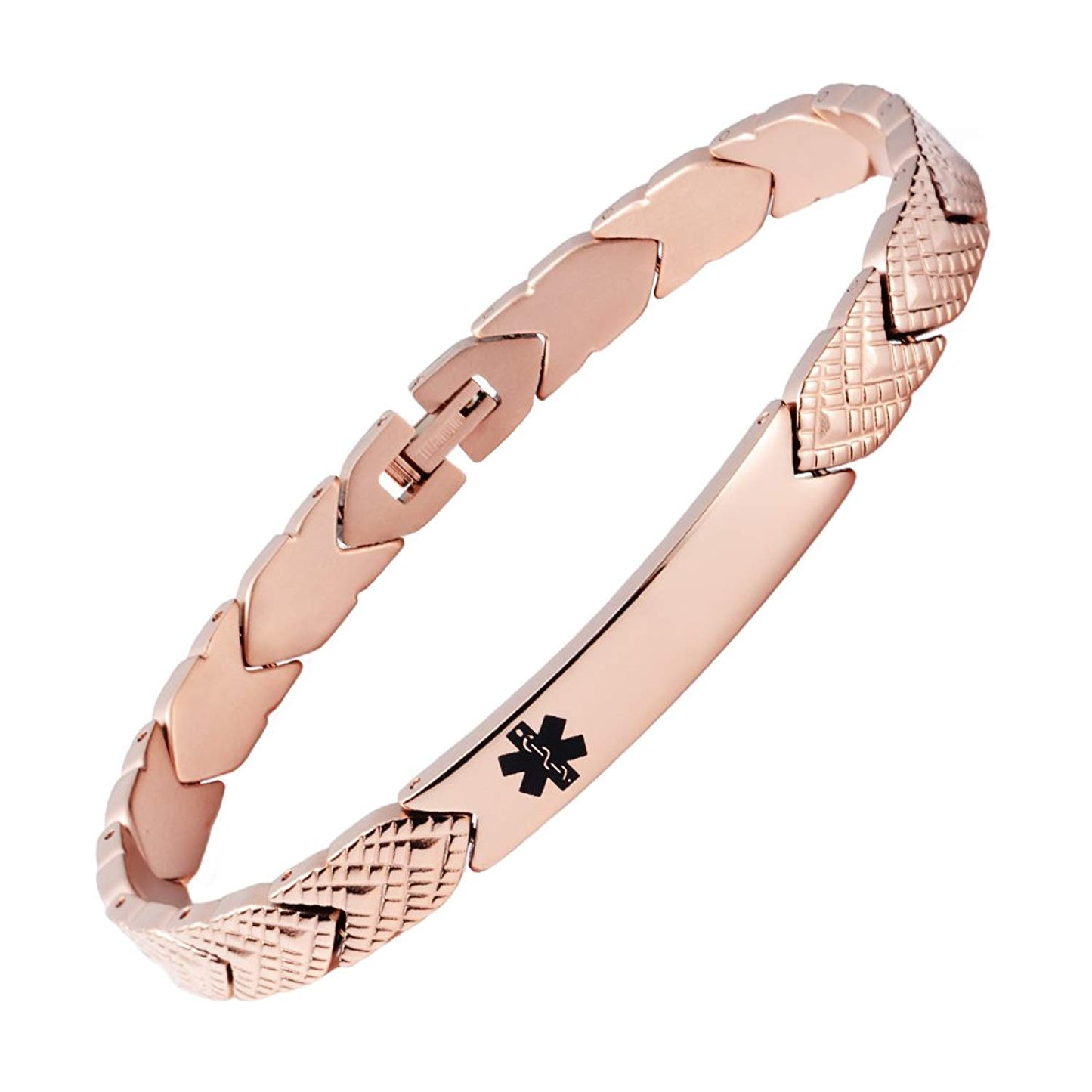 Fashion Titanium Medical alert id Bracelet for Women,Not allergic-Free engraving