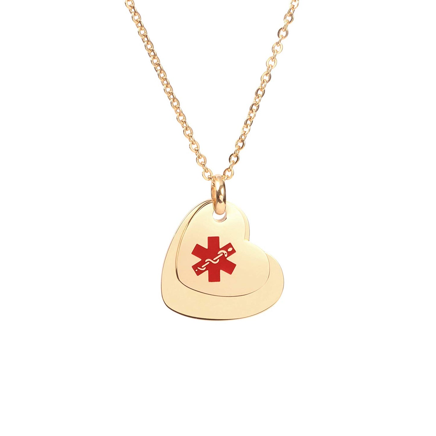 Heart Medical ID Alert Necklaces for Women & Girl with Free Engraving