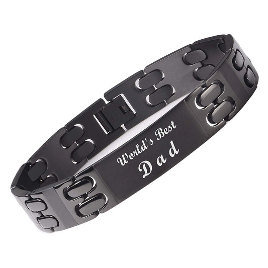 Tarring World's Best Dad'-Father's Day Special Edition Solid Black titanium Bracelet