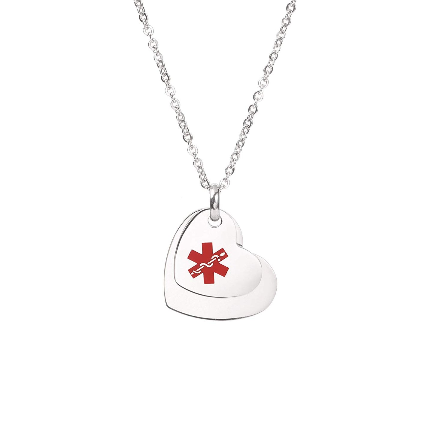 Heart Medical ID Alert Necklaces for Women & Girl with Free Engraving