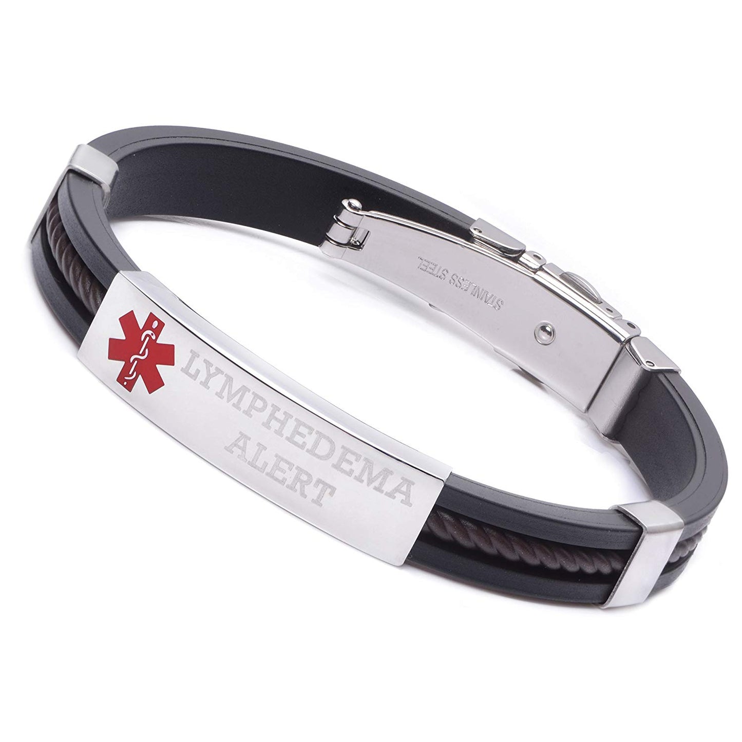 IMID PRE-ENGRAVING-NO BP/IV/NEEDLES THIS ARM Black sports Medical alert id bracelets