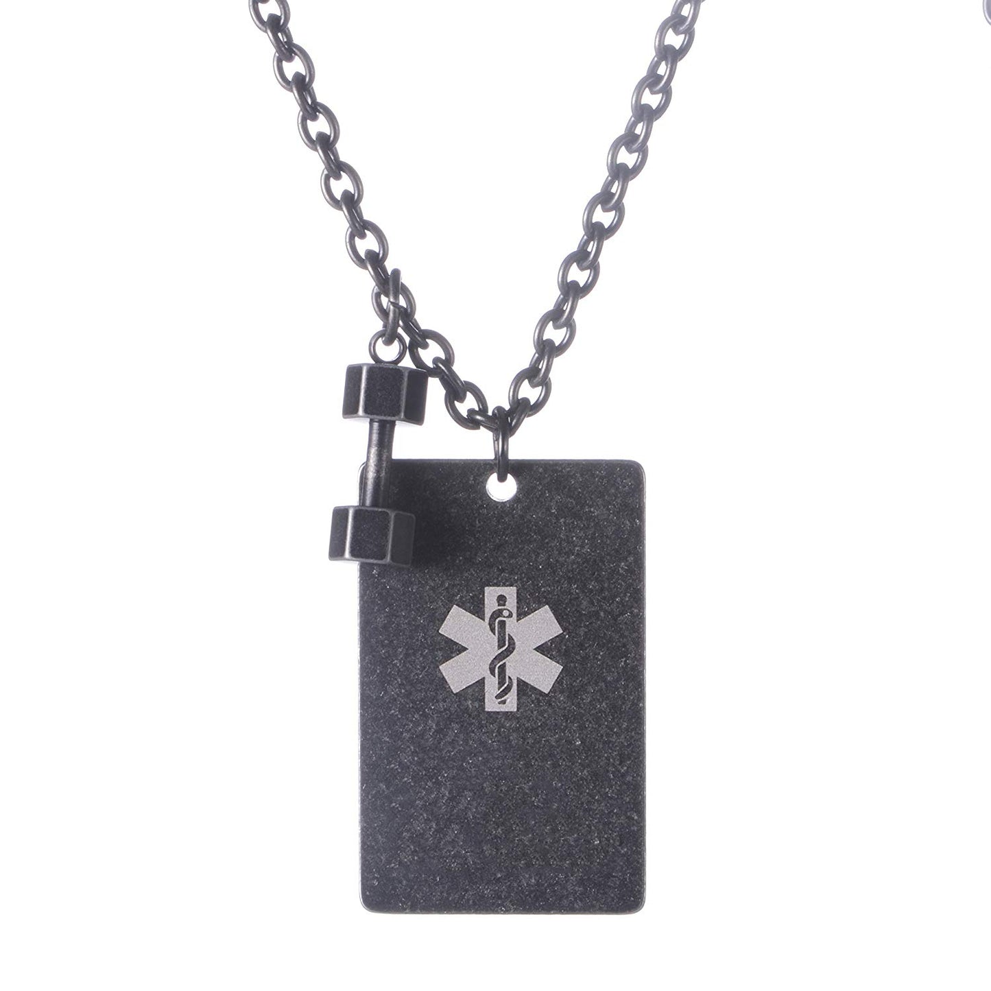 LinnaLove Antique designed Gun Dog Tag Medical ID Alert Necklace for Men