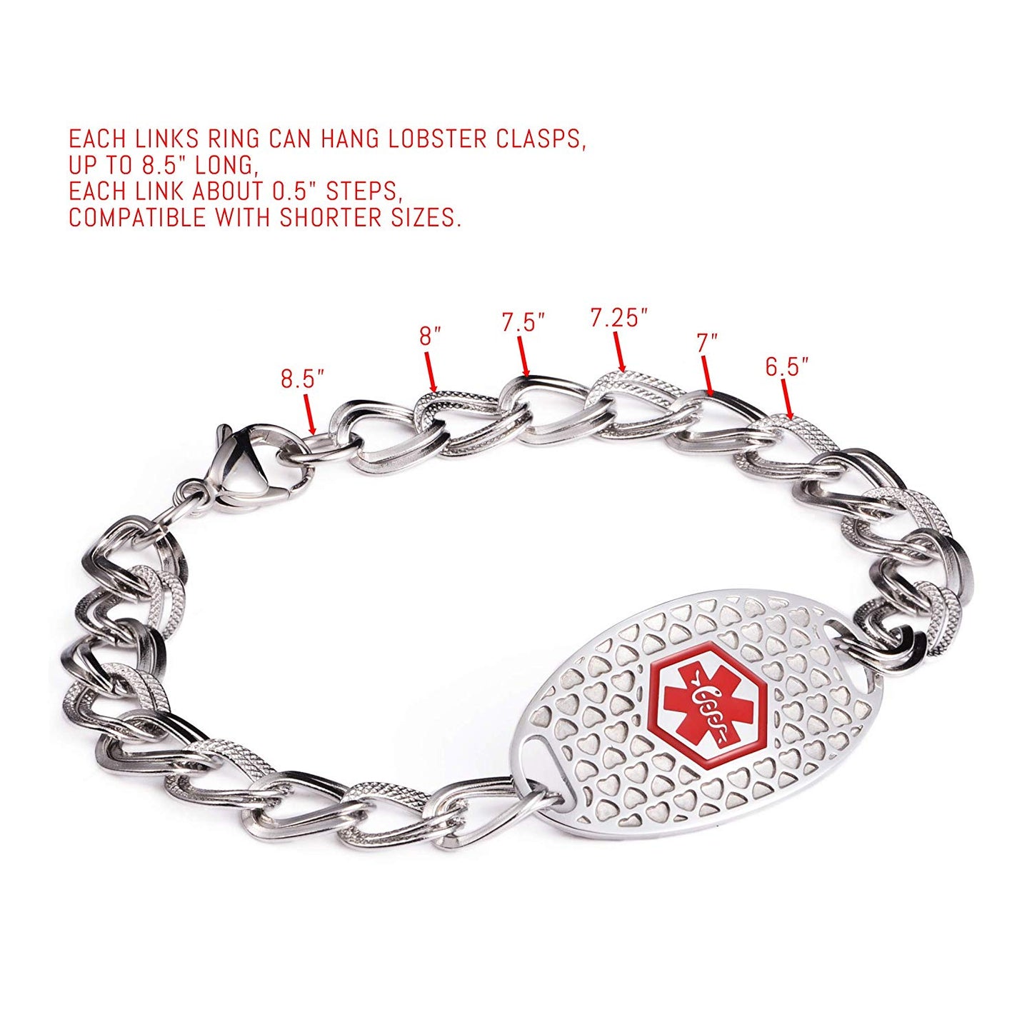 linnalove-Customize Engraving/pre-Engraving Diabetes/Blood thinner.Sunflower Medical Alert id Bracelet for Women & Girl