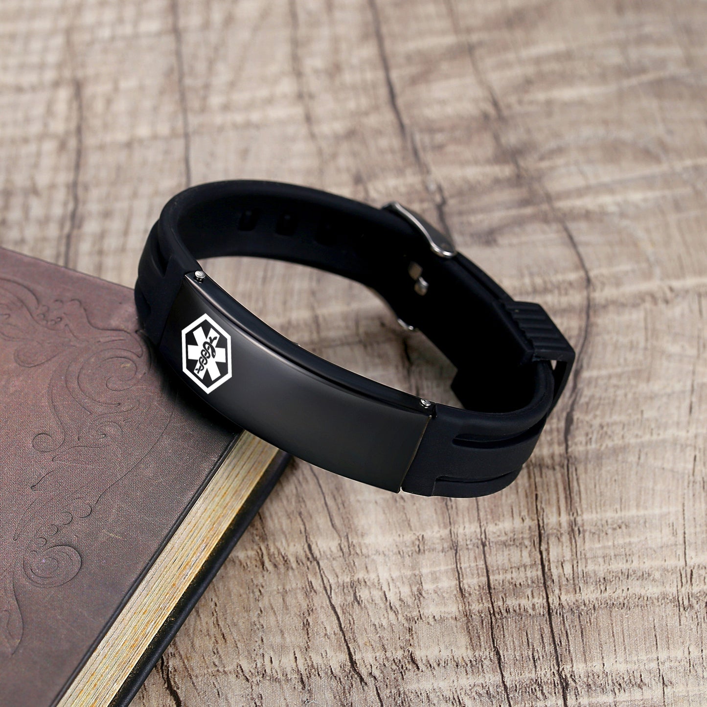 Sport Silicone Medical alert Bracelets for Men Personalized Free engraving-Adjustable/Waterproof