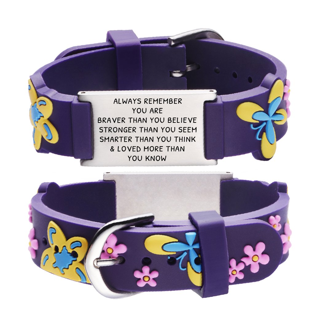 You are Braver Than You Believe Stronger Than You Seem and Smarter Than You Think Inspirational Bracelet for kids-Butterfly