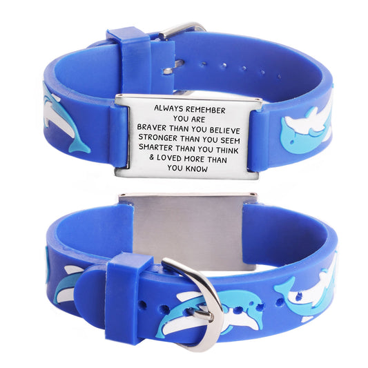 You are Braver Than You Believe Stronger Than You Seem and Smarter Than You Think Inspirational Bracelet for kids-Dolphin