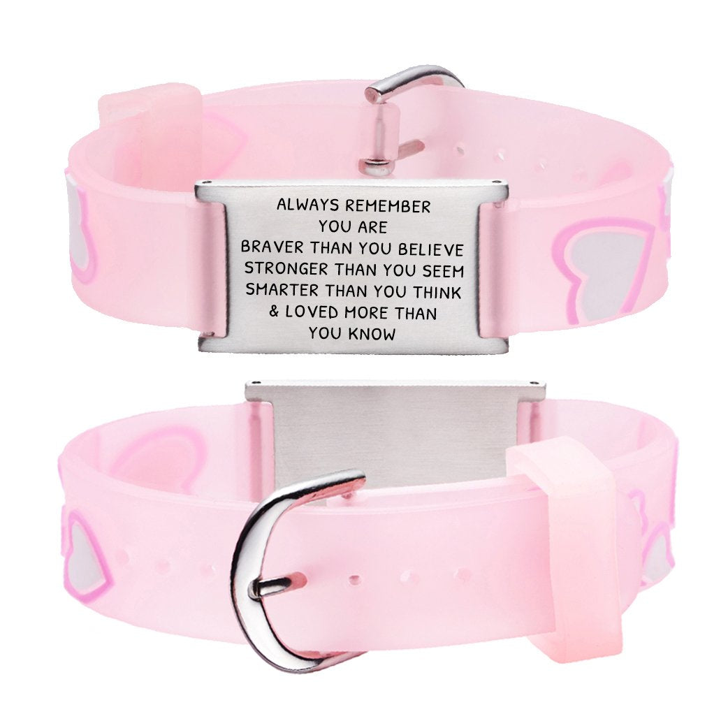 You are Braver Than You Believe Stronger Than You Seem and Smarter Than You Think Inspirational Bracelet for kids-Heart