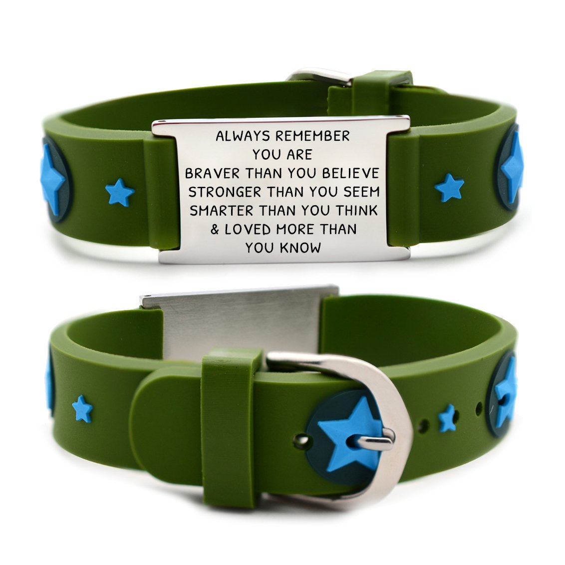 You are Braver Than You Believe Stronger Than You Seem and Smarter Than You Think Inspirational Bracelet for kids-Army Star