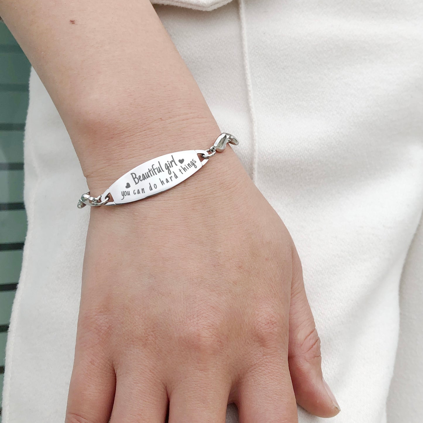 Fashion Heart Friendship Inspirational Sister Bracelet- Beautiful girl, you can do hard things