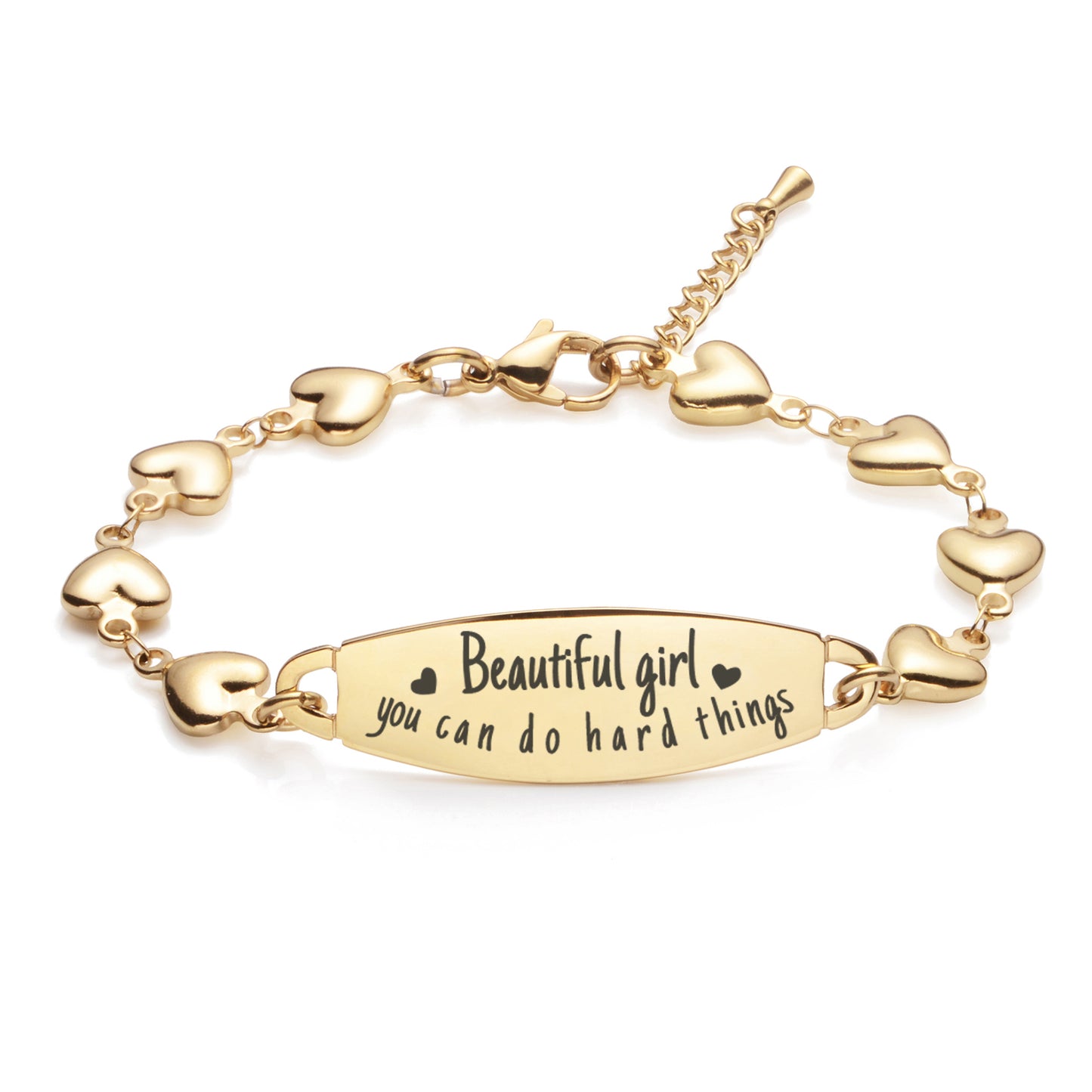 Fashion Heart Friendship Inspirational Sister Bracelet- Beautiful girl, you can do hard things