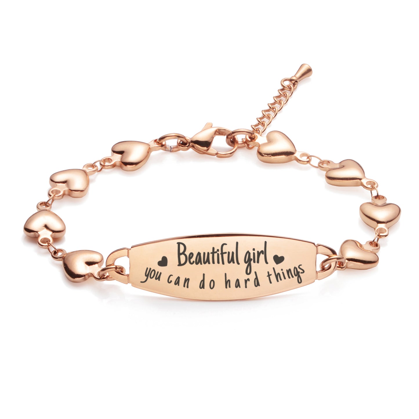 Fashion Heart Friendship Inspirational Sister Bracelet- Beautiful girl, you can do hard things