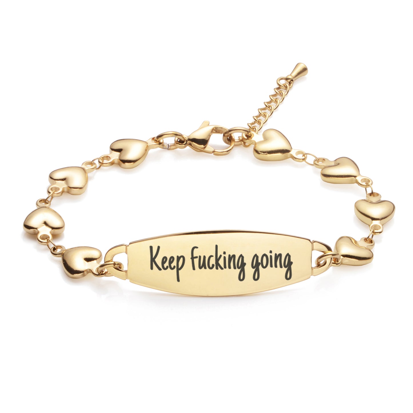 Inspirational Bracelet -Keep f*cking going- Fashion Heart Friendship Bracelets Festival Gift for Women