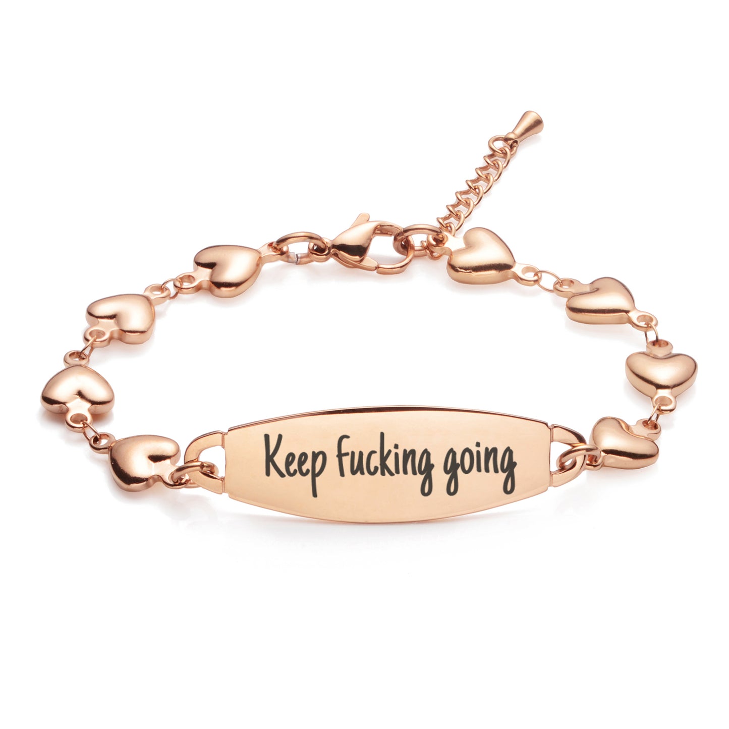 Inspirational Bracelet -Keep f*cking going- Fashion Heart Friendship Bracelets Festival Gift for Women