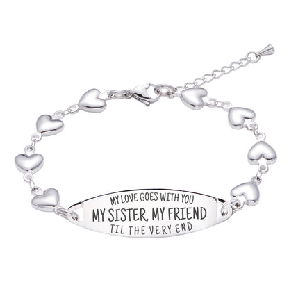 Fashion Heart Matching bracelets for best friends -My love goes with you til the very end.My sister,My Friend