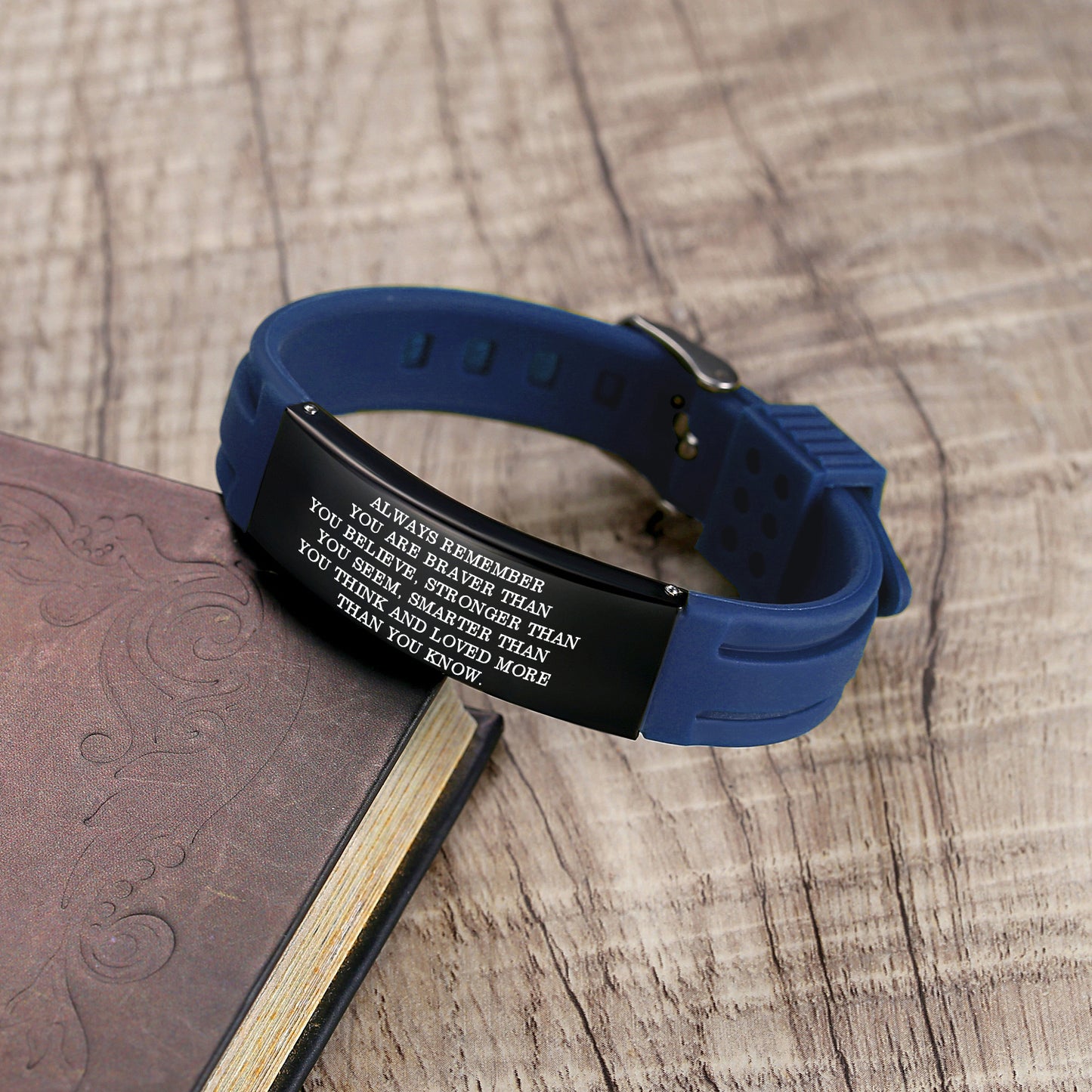 Black Silicone Bracelet to Husband,Boyfriend,son dad.Engraved Love Quote bracelets from Wife,Son,Dad&mom
