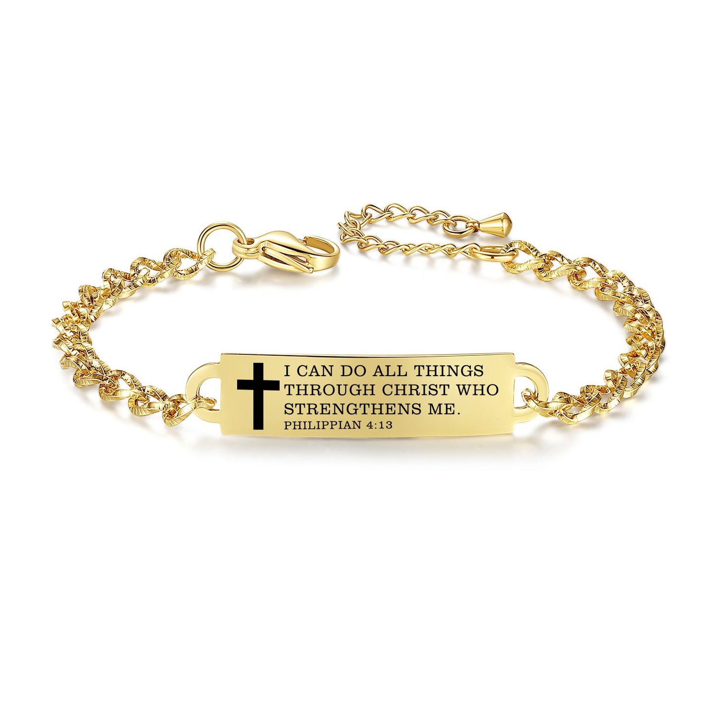 linnalove Bible Verse Bracelet Faith Christian Adjustable Stainless Steel Mantra Quotes Engraved Bracelet for Women, Christmas Gift Customized