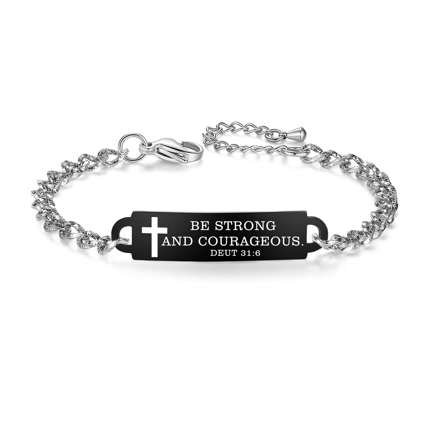 linnalove Bible Verse Bracelet Faith Christian Adjustable Stainless Steel Mantra Quotes Engraved Bracelet for Women, Christmas Gift Customized