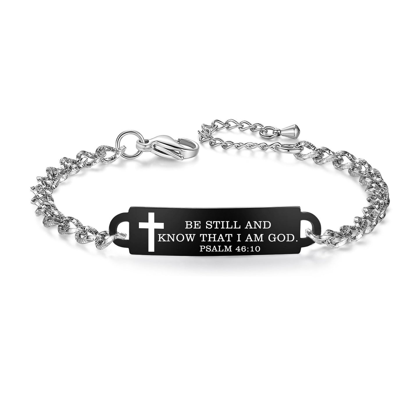 linnalove Bible Verse Bracelet Faith Christian Adjustable Stainless Steel Mantra Quotes Engraved Bracelet for Women, Christmas Gift Customized