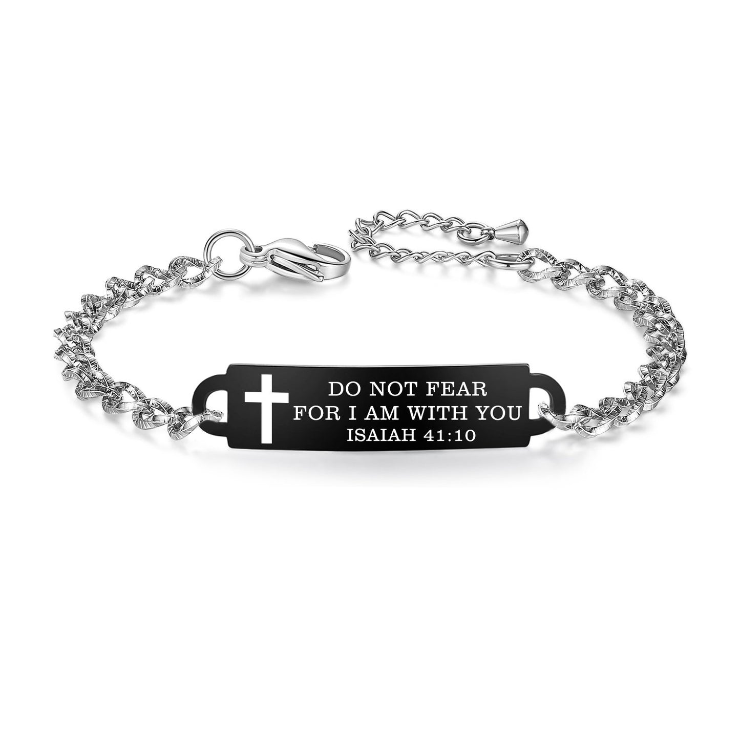 linnalove Bible Verse Bracelet Faith Christian Adjustable Stainless Steel Mantra Quotes Engraved Bracelet for Women, Christmas Gift Customized