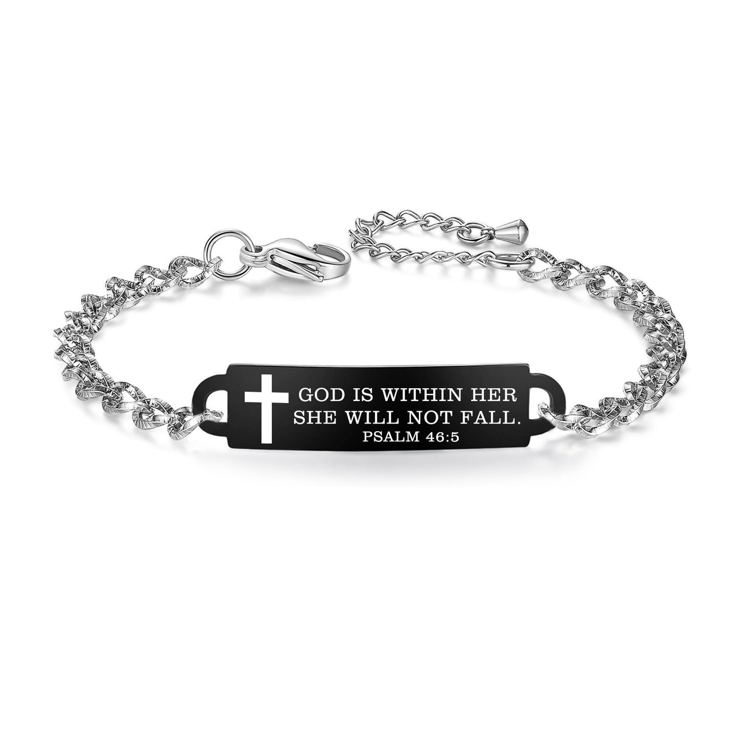 linnalove Bible Verse Bracelet Faith Christian Adjustable Stainless Steel Mantra Quotes Engraved Bracelet for Women, Christmas Gift Customized