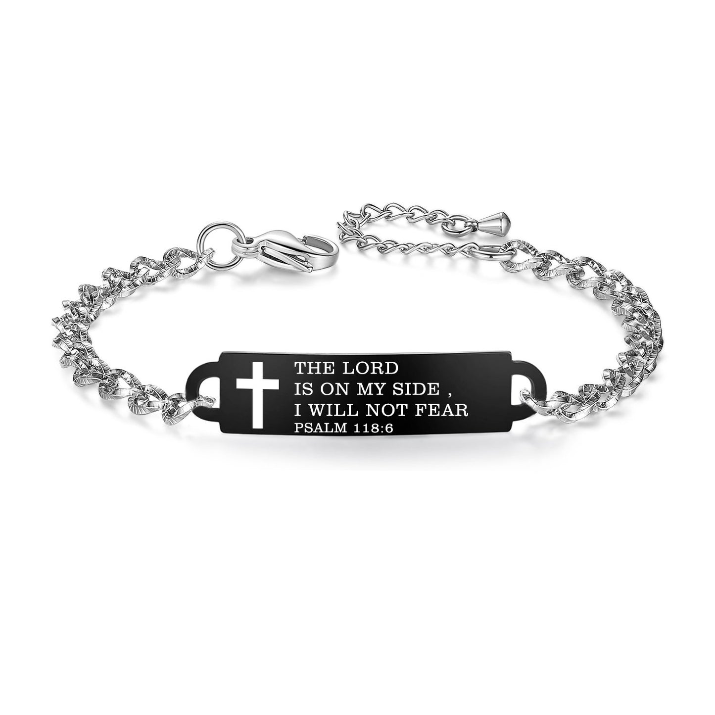 linnalove Bible Verse Bracelet Faith Christian Adjustable Stainless Steel Mantra Quotes Engraved Bracelet for Women, Christmas Gift Customized