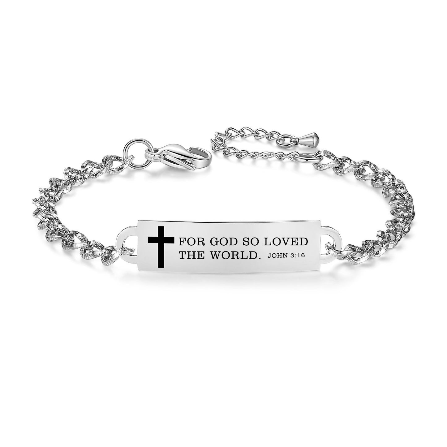 linnalove Bible Verse Bracelet Faith Christian Adjustable Stainless Steel Mantra Quotes Engraved Bracelet for Women, Christmas Gift Customized