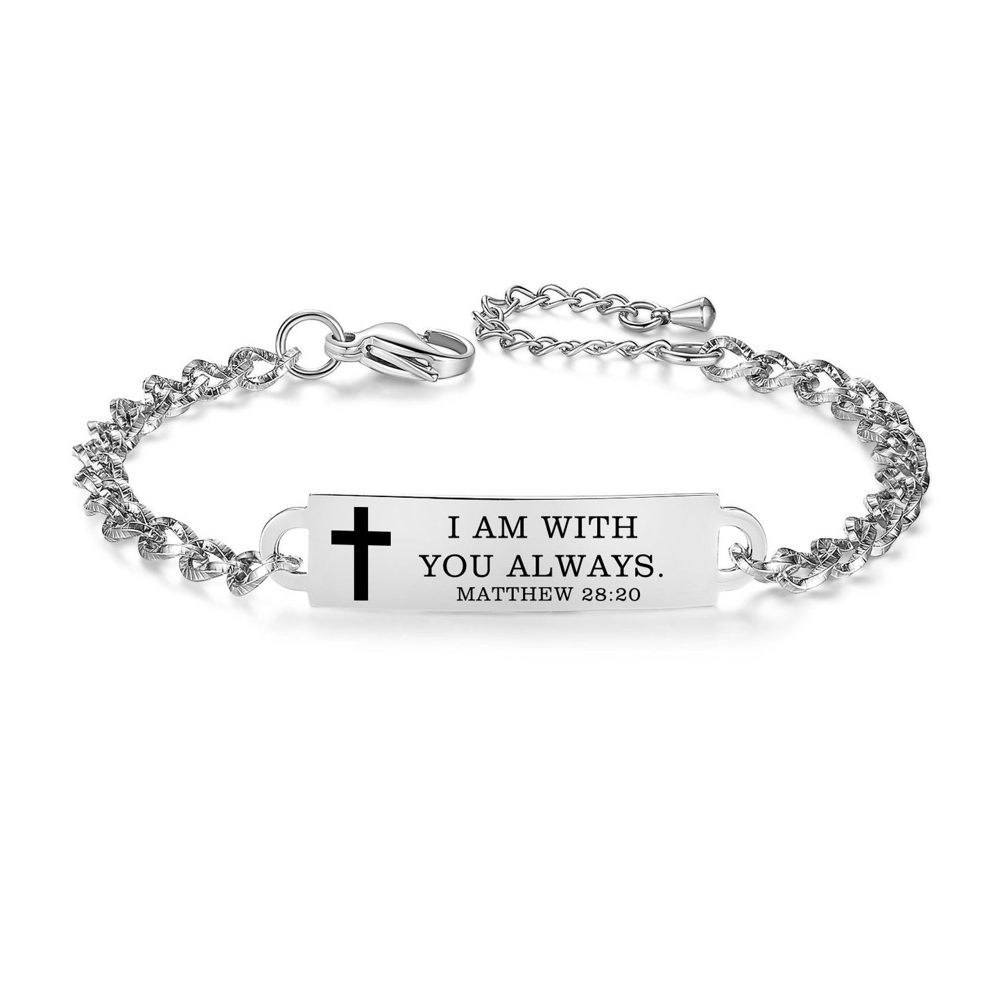 linnalove Bible Verse Bracelet Faith Christian Adjustable Stainless Steel Mantra Quotes Engraved Bracelet for Women, Christmas Gift Customized