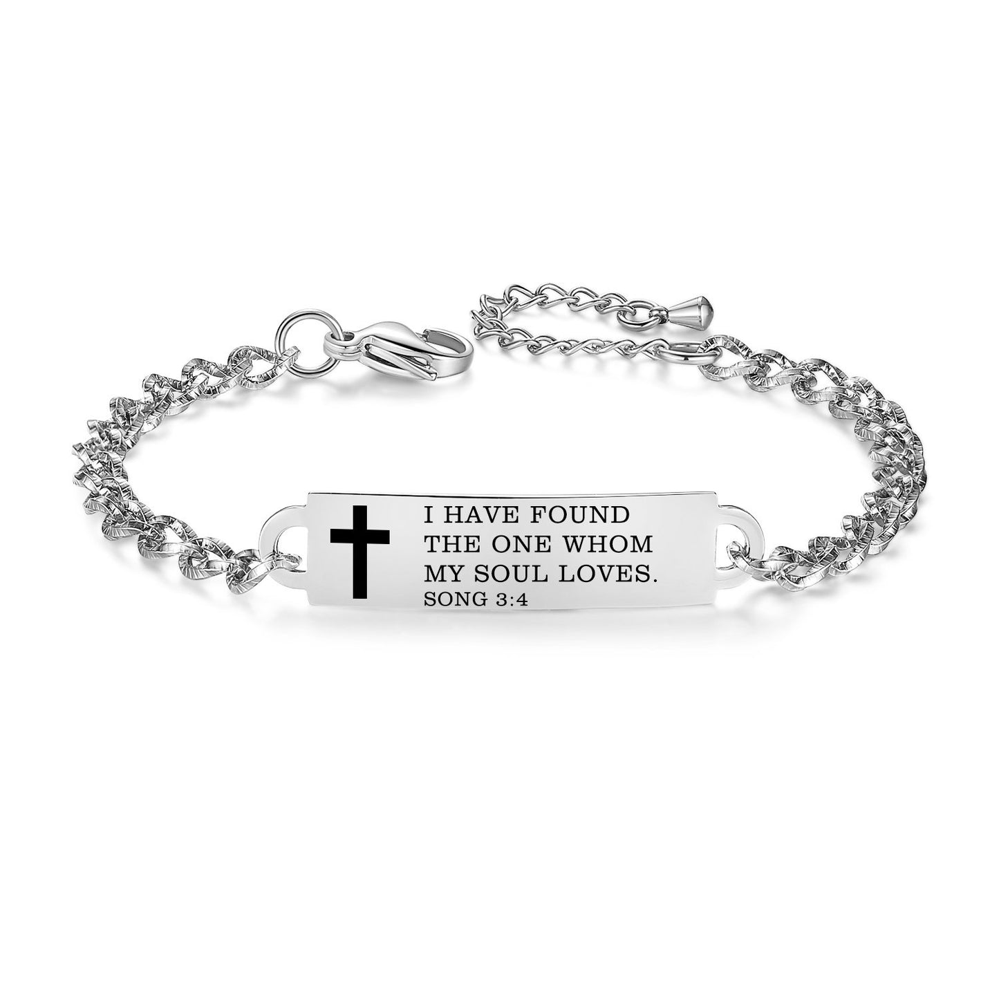 linnalove Bible Verse Bracelet Faith Christian Adjustable Stainless Steel Mantra Quotes Engraved Bracelet for Women, Christmas Gift Customized