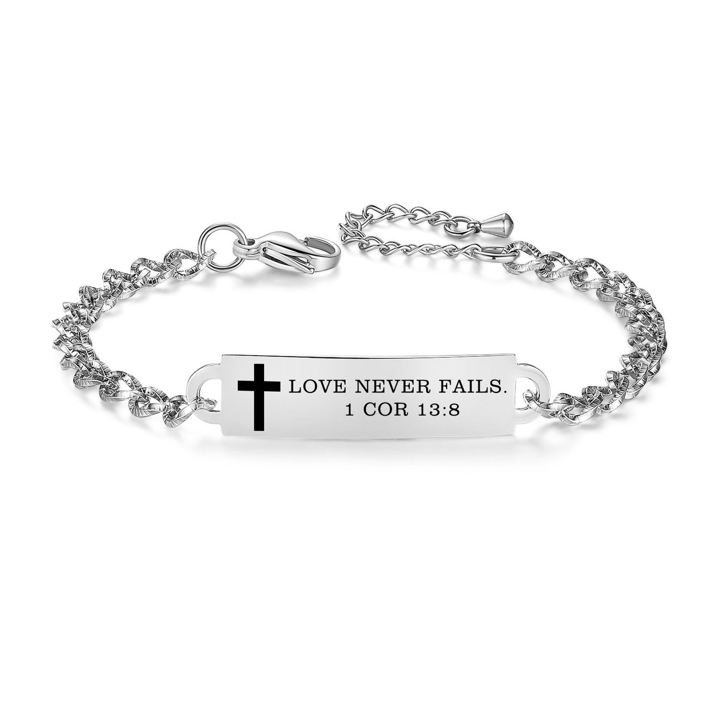 linnalove Bible Verse Bracelet Faith Christian Adjustable Stainless Steel Mantra Quotes Engraved Bracelet for Women, Christmas Gift Customized