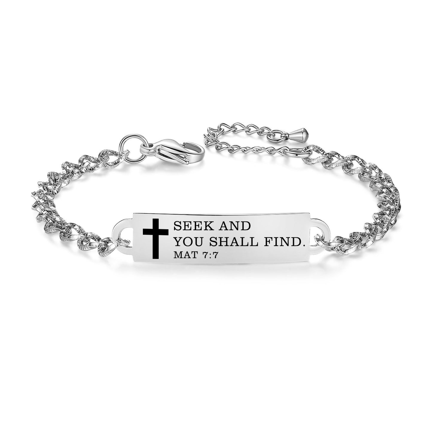 linnalove Bible Verse Bracelet Faith Christian Adjustable Stainless Steel Mantra Quotes Engraved Bracelet for Women, Christmas Gift Customized