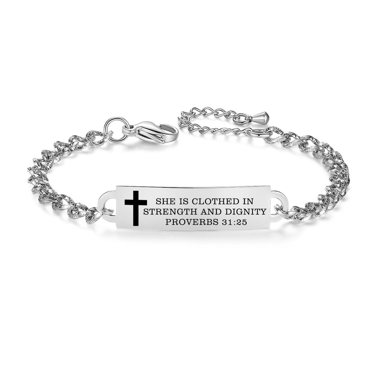 linnalove Bible Verse Bracelet Faith Christian Adjustable Stainless Steel Mantra Quotes Engraved Bracelet for Women, Christmas Gift Customized