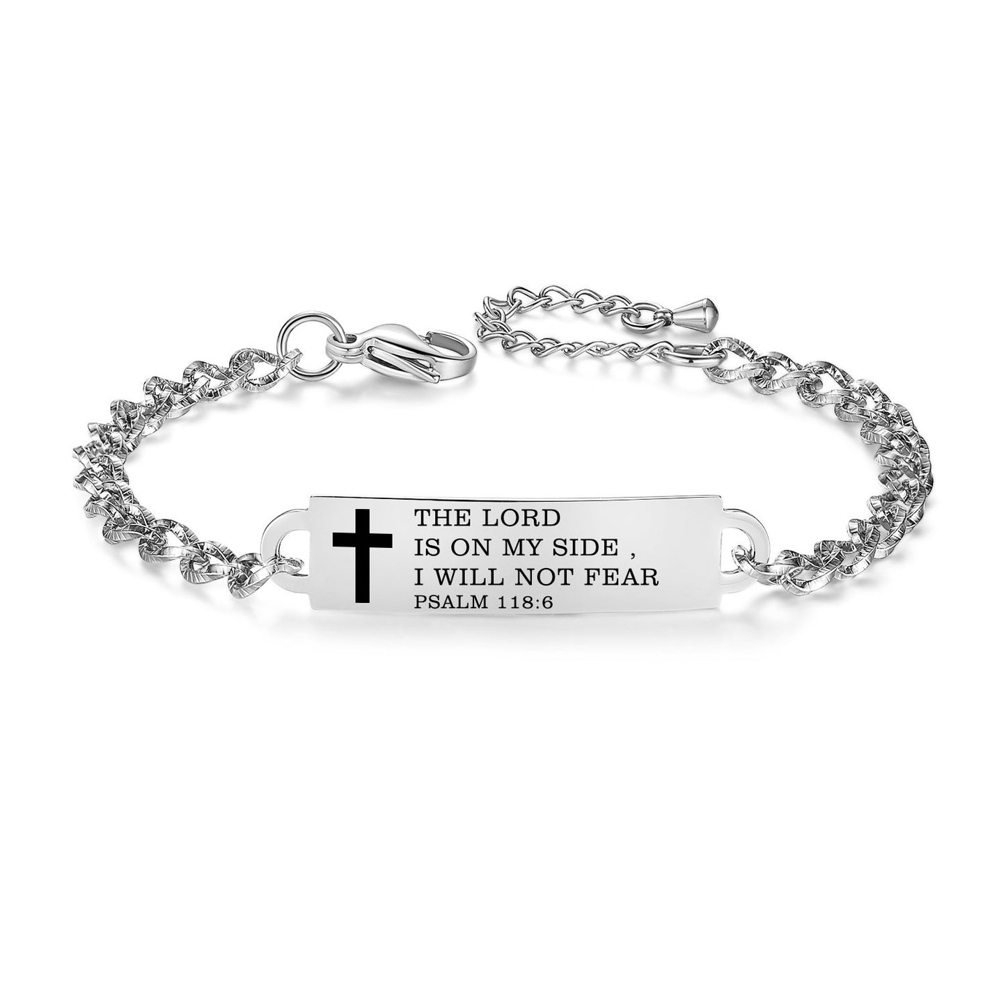 linnalove Bible Verse Bracelet Faith Christian Adjustable Stainless Steel Mantra Quotes Engraved Bracelet for Women, Christmas Gift Customized