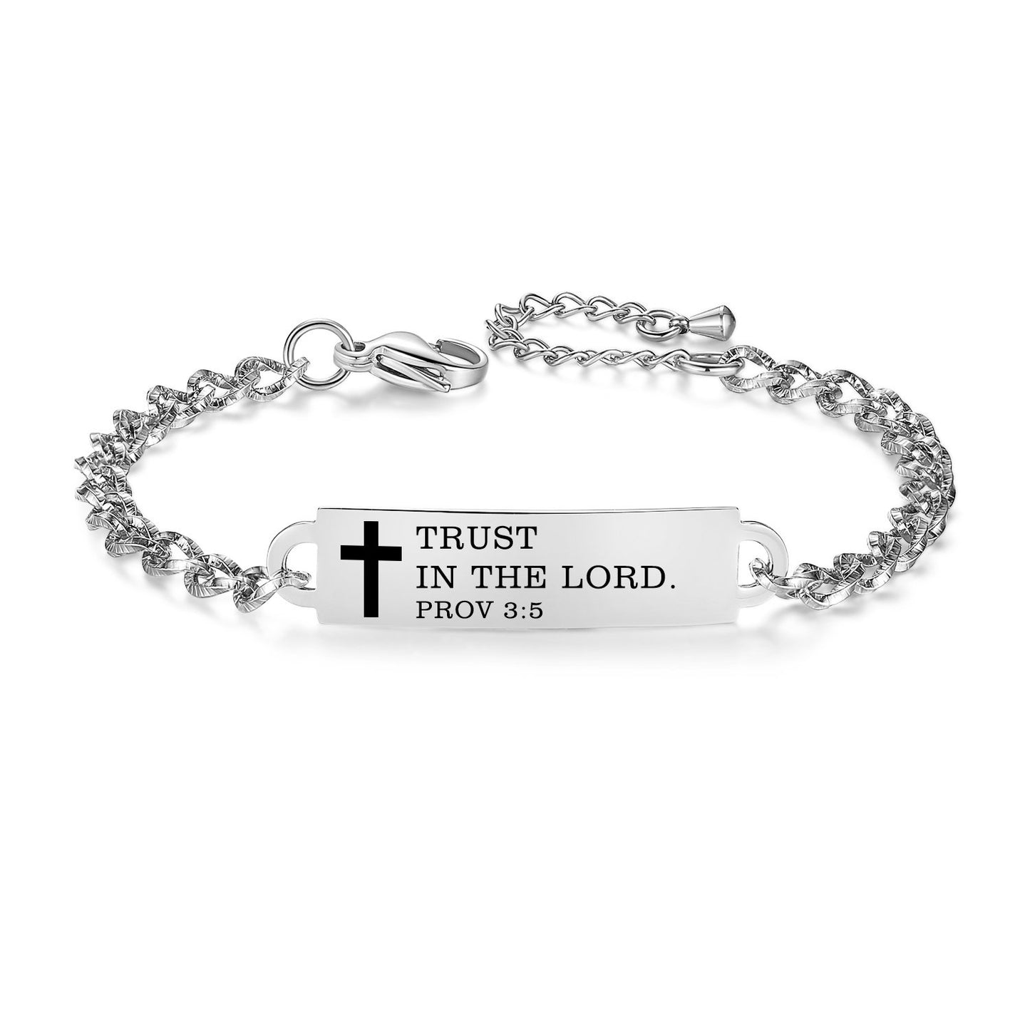 linnalove Bible Verse Bracelet Faith Christian Adjustable Stainless Steel Mantra Quotes Engraved Bracelet for Women, Christmas Gift Customized