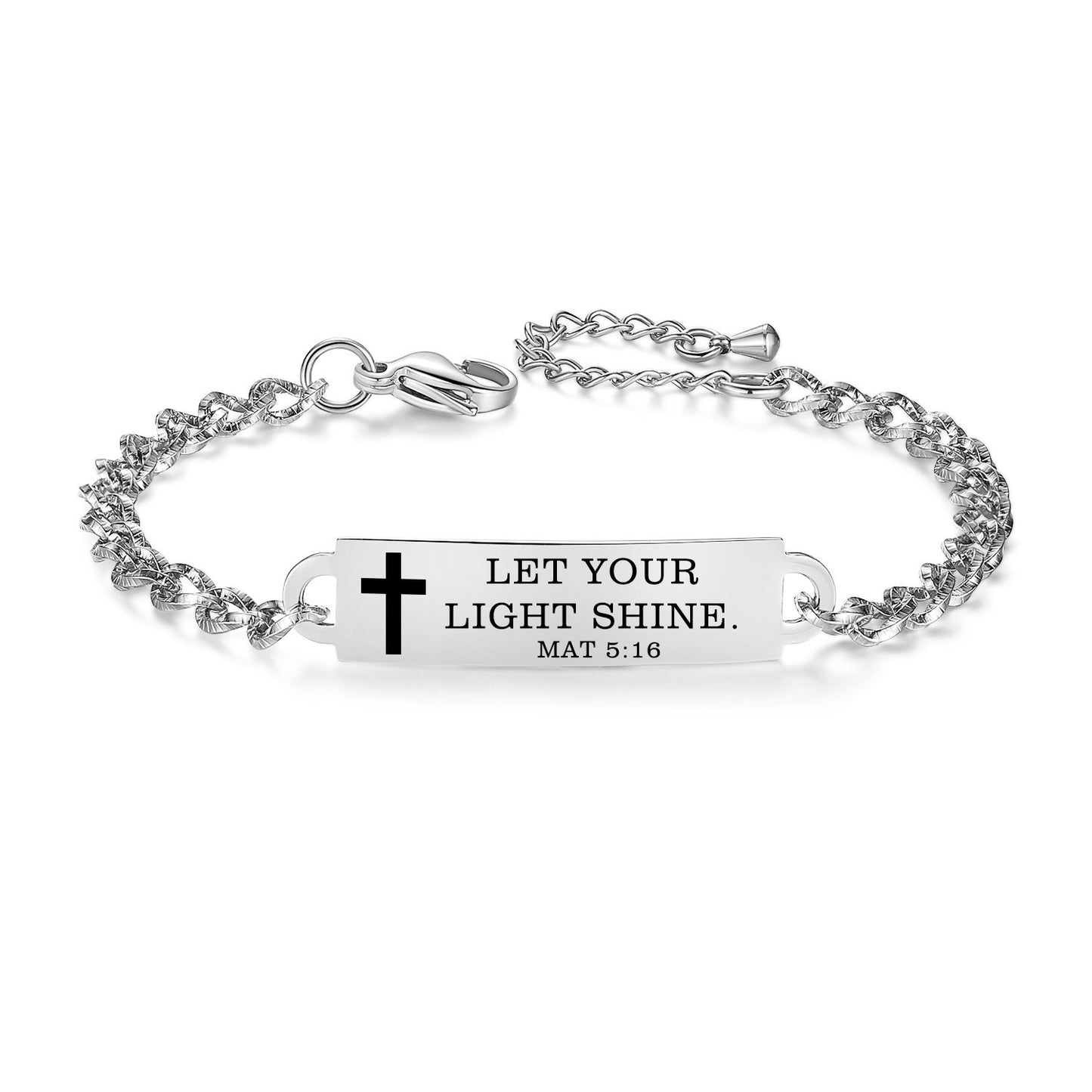 linnalove Bible Verse Bracelet Faith Christian Adjustable Stainless Steel Mantra Quotes Engraved Bracelet for Women, Christmas Gift Customized