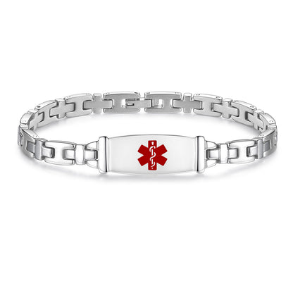 Fashion Lady Stainless steel Medical Alert id Bracelets with Free Engraving