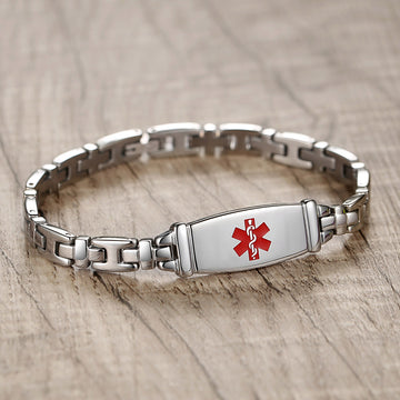 Fashion Lady Stainless steel Medical Alert id Bracelets with Free