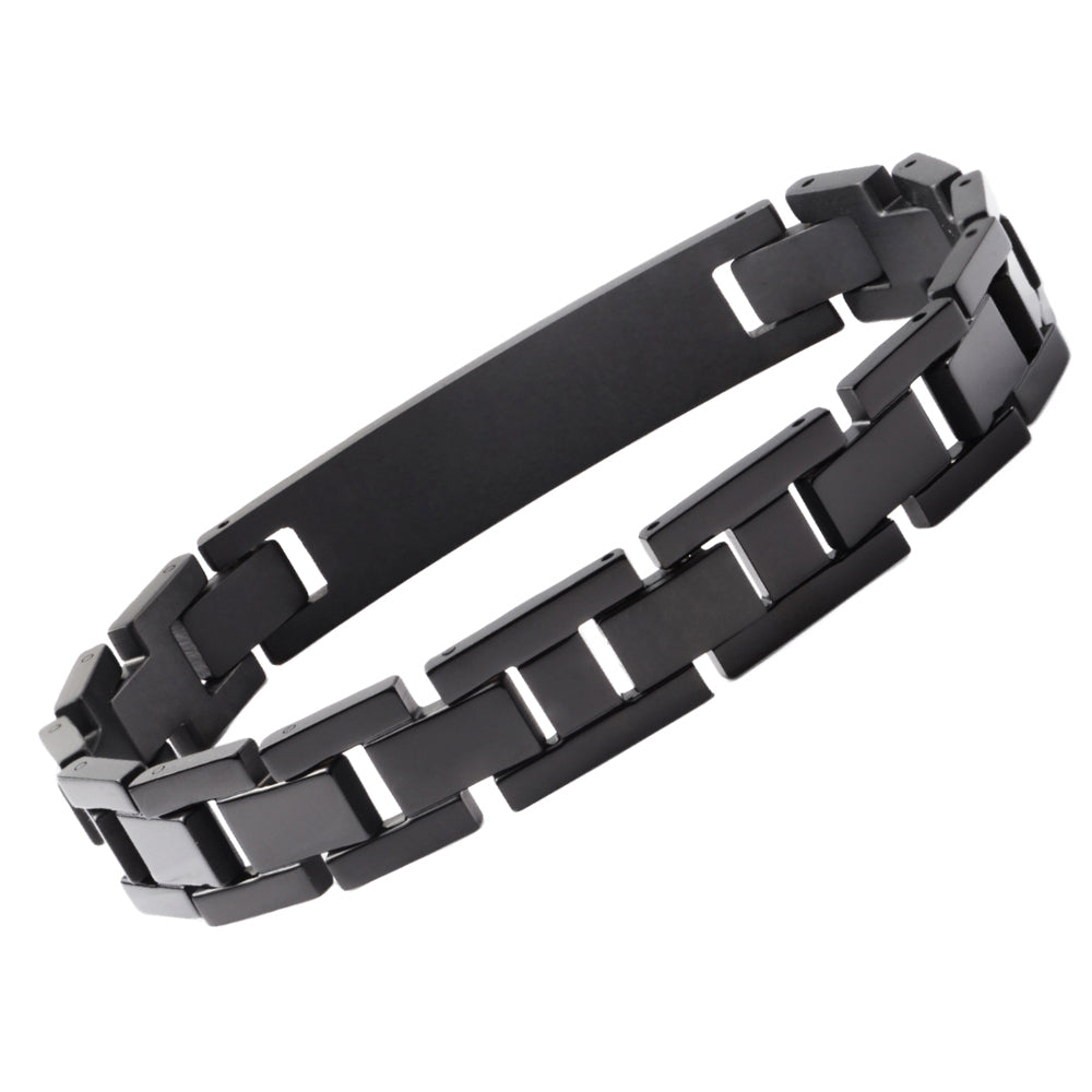 LinnaLove Onyx Solid titanium Medical id Bracelets for Men and Women with free engraving