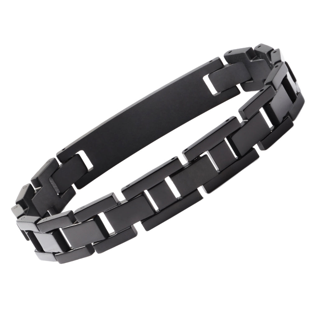 Linnalove Onyx Solid Titanium Medical Id Bracelets For Men And Women W 6288