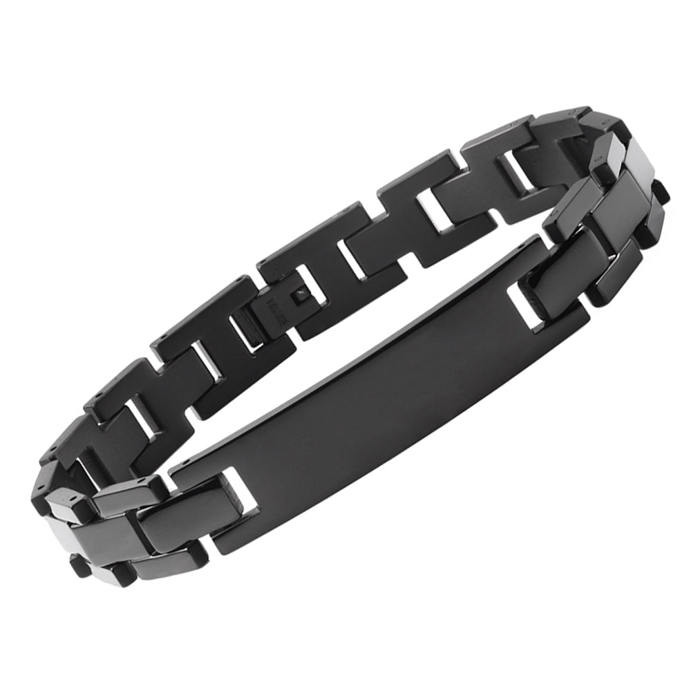 LinnaLove Onyx Solid titanium Medical id Bracelets for Men and Women with free engraving