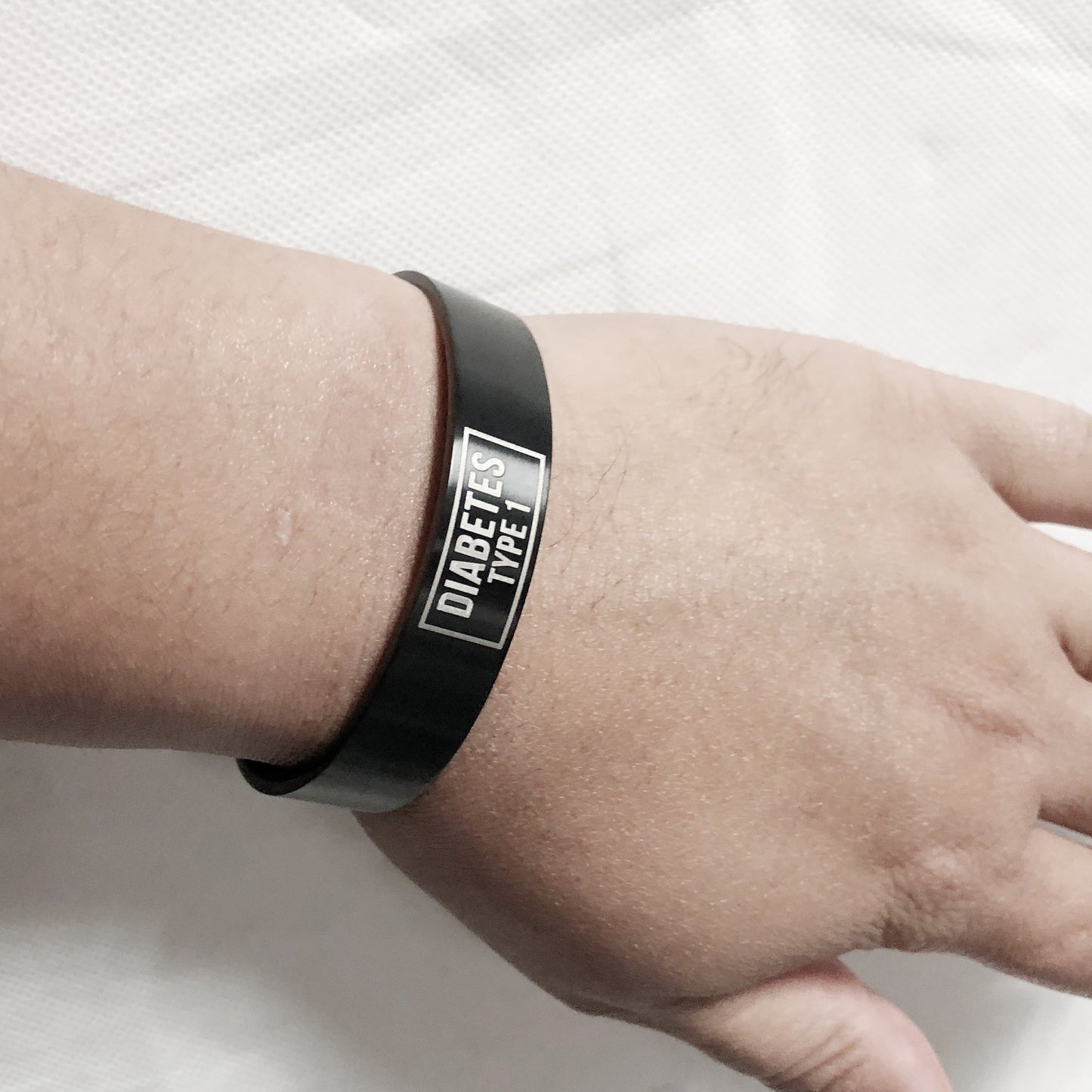 Black Medical Alert Cuff Bracelet-type 2 diabetes