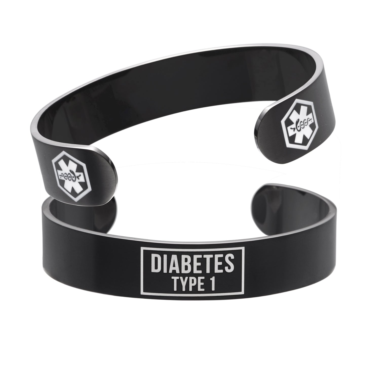 Black Medical Alert Cuff Bracelet-type 1 diabetes
