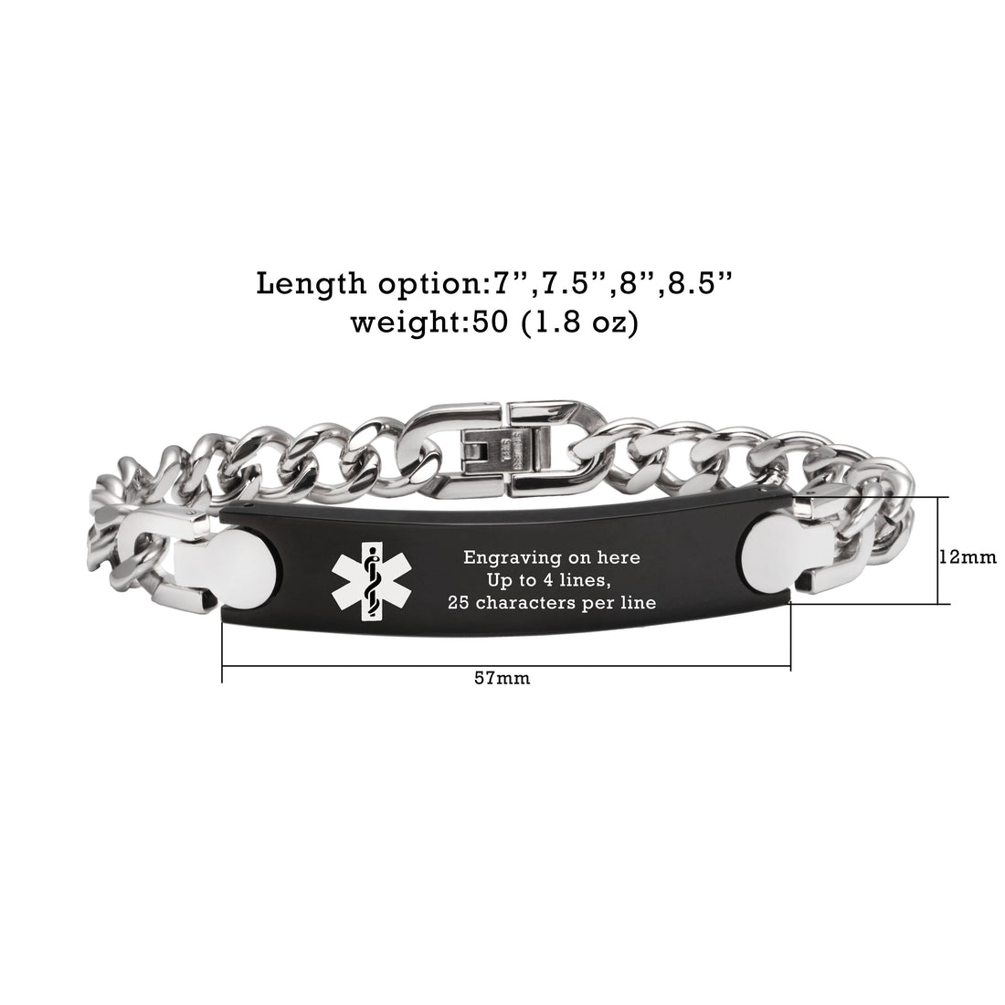 Stainless Steel Free Engrave Medical Bracelets For Men Women Alert Id Linnalove 7387