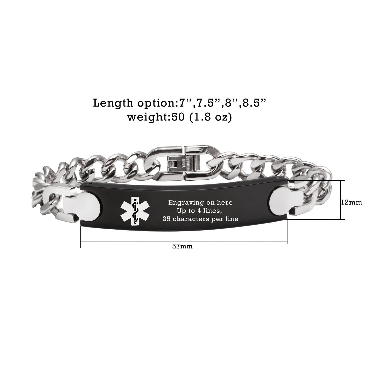 Stainless Steel Free Engrave Medical Bracelets for Men Women Alert ID Bracelets for Adults