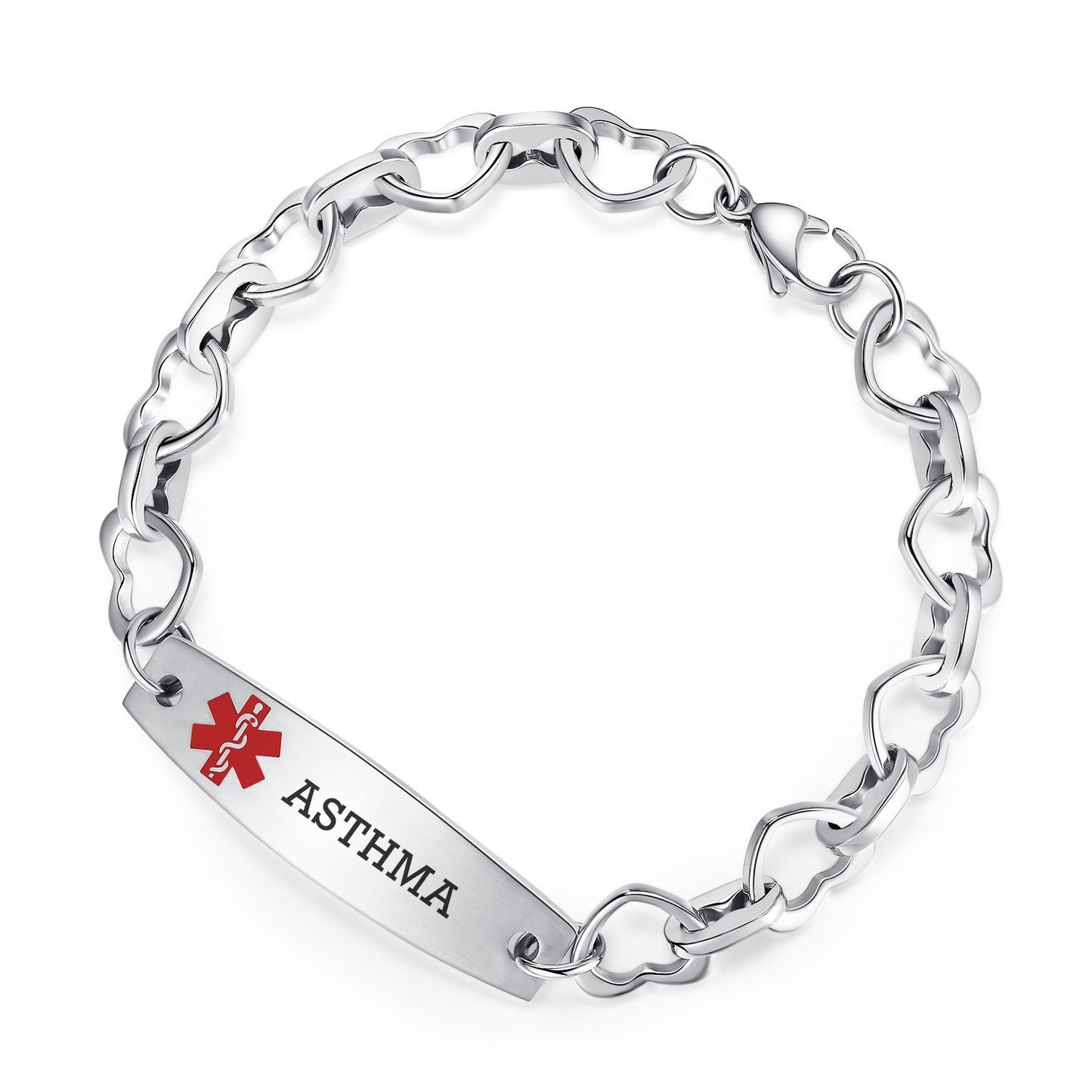 Heart Medical Alert Bracelets for Women Stainless Steel Heart Link Medical bracelets