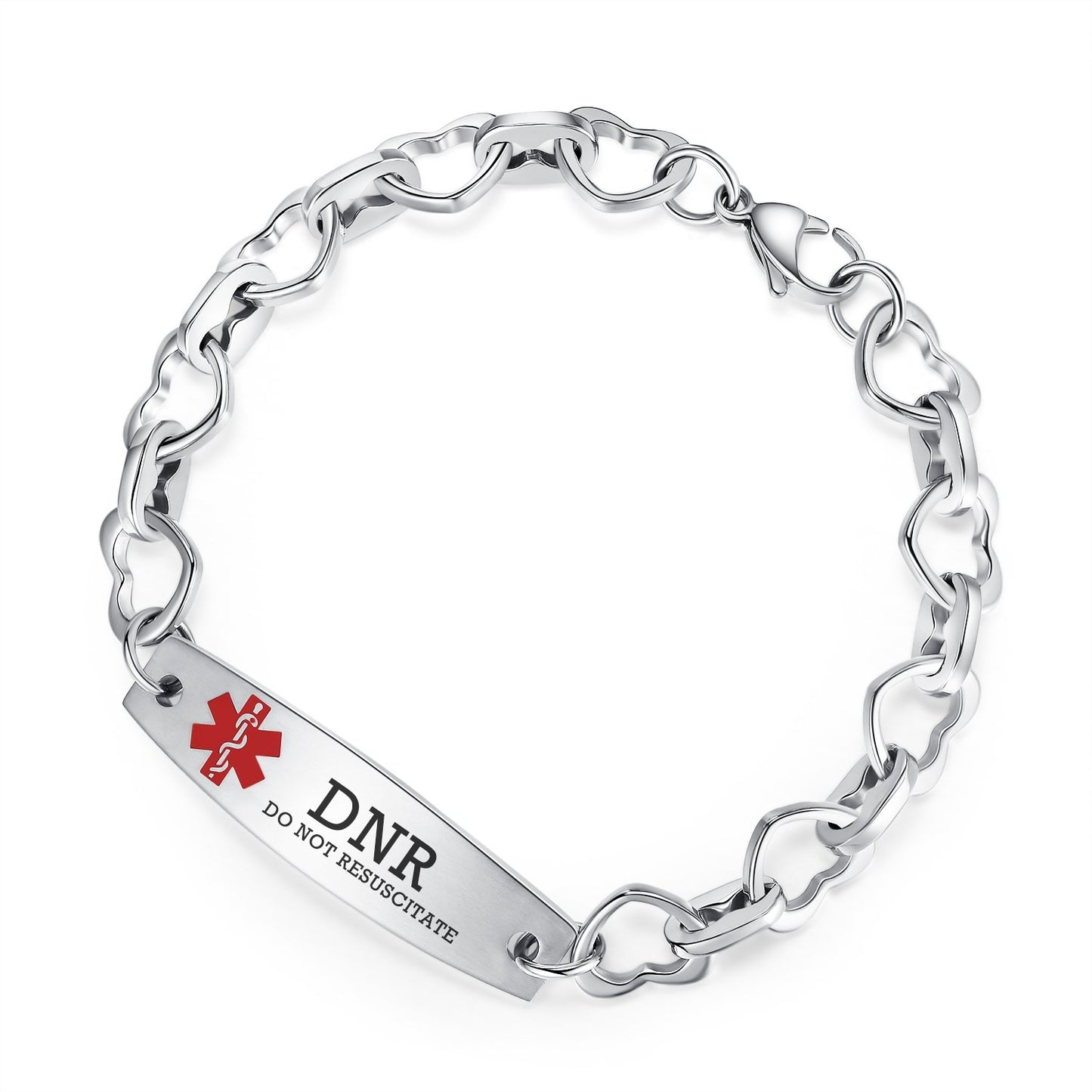 Heart Medical Alert Bracelets for Women Stainless Steel Heart Link Medical bracelets