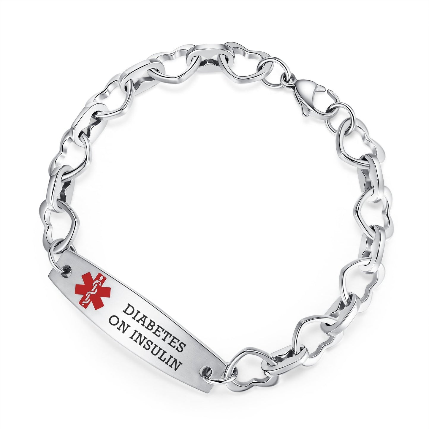 Heart Medical Alert Bracelets for Women Stainless Steel Heart Link Medical bracelets